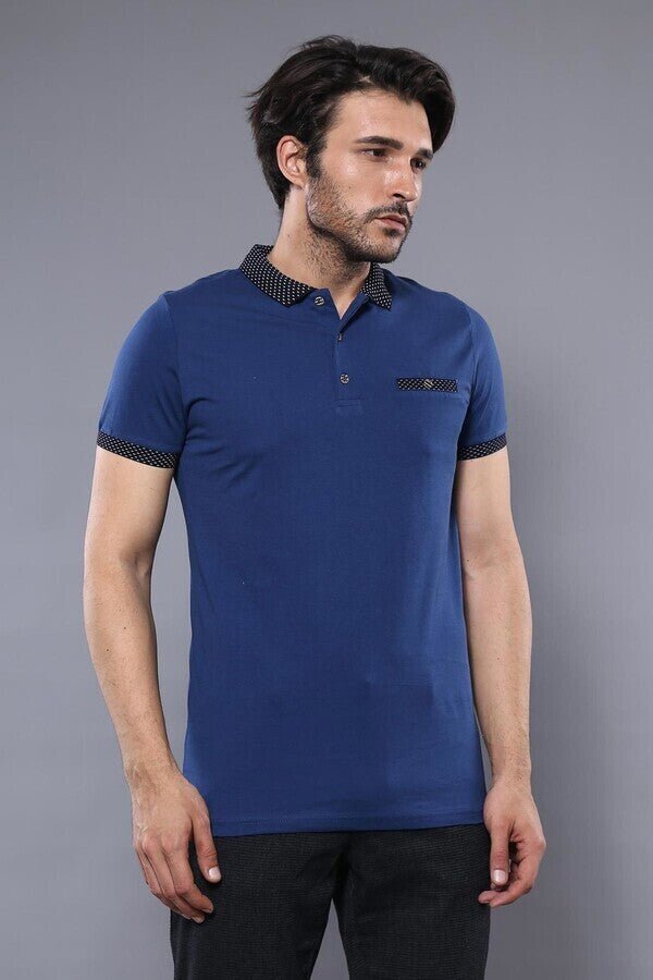 Men's Blue Polo Shirt Navy Detailed