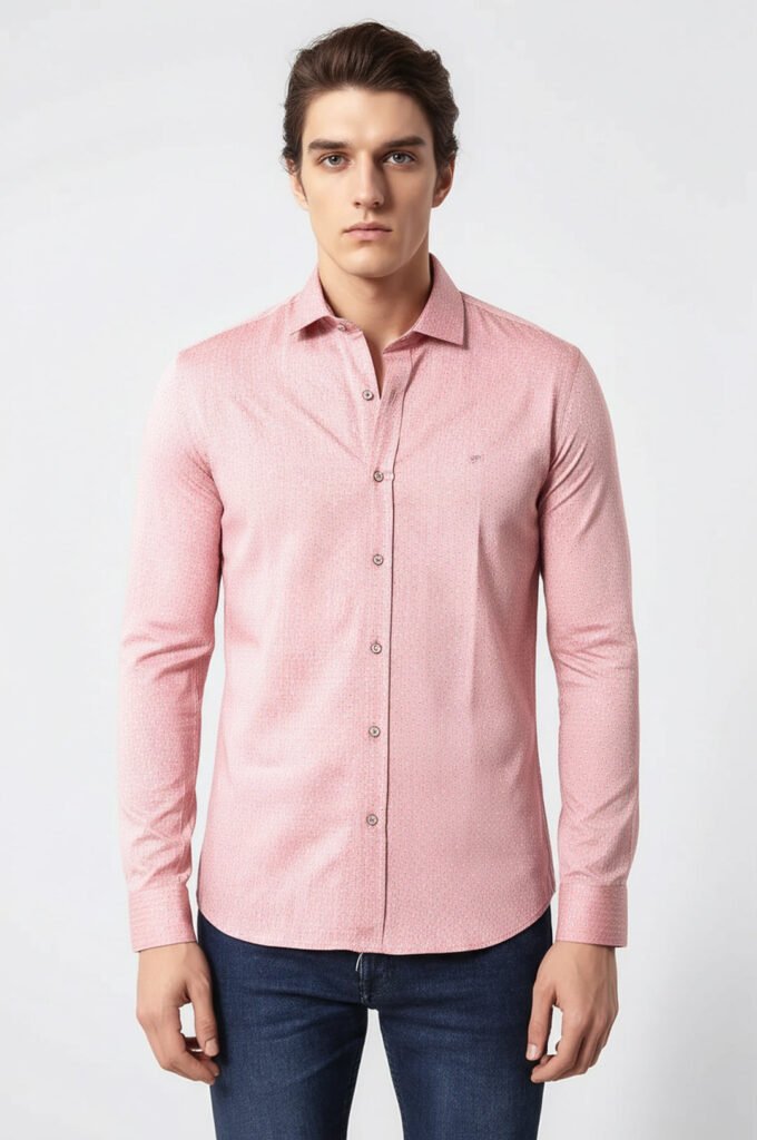 Pink Cotton Shirt for Men