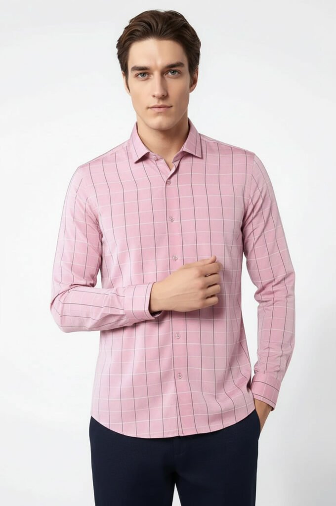 Pink Plaid Men's Shirt