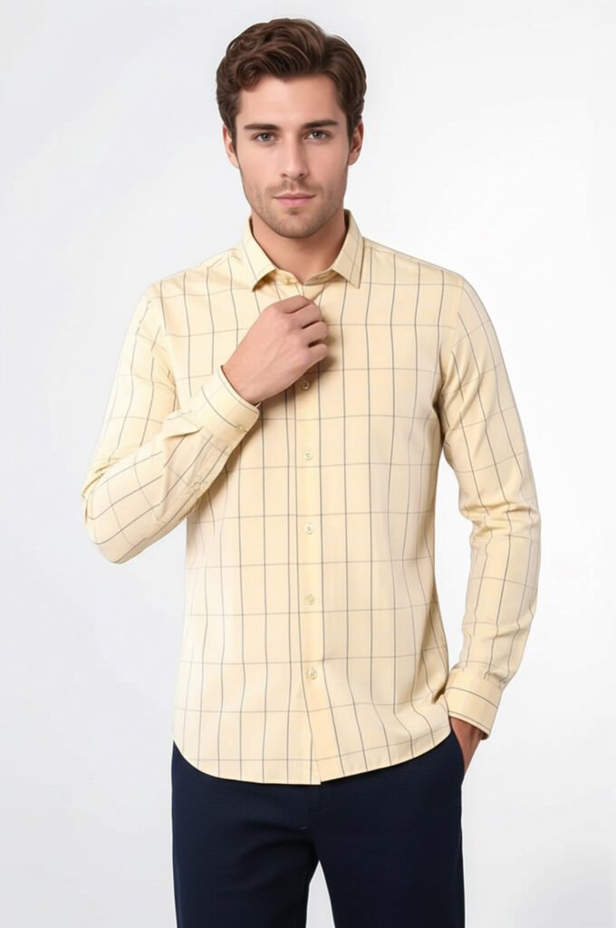 Yellow Plaid Men's Shirt