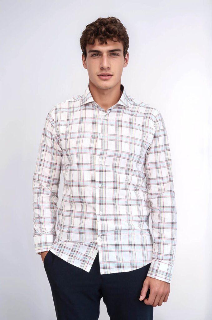 Casual White Plaid Shirt