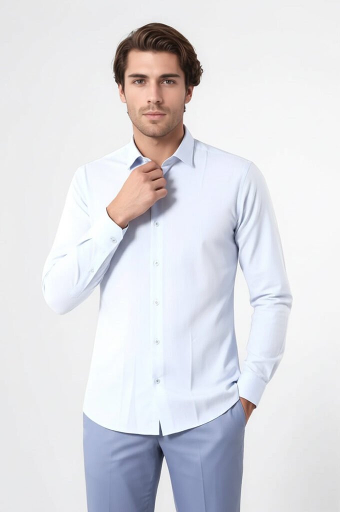 Blue Patterned Slim Fit Shirt