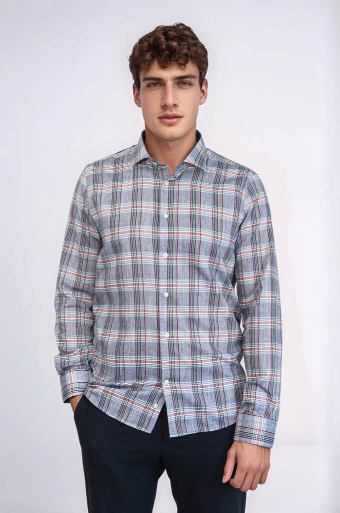 Casual Blue Plaid Shirt