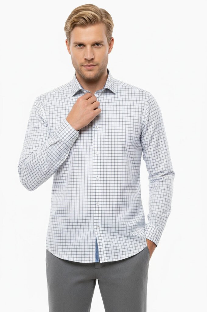 Plaid Blue Men's Shirt