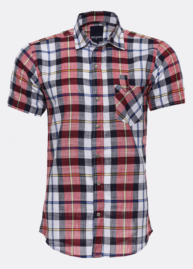 Checked Patterned Short Sleeve Men Shirt