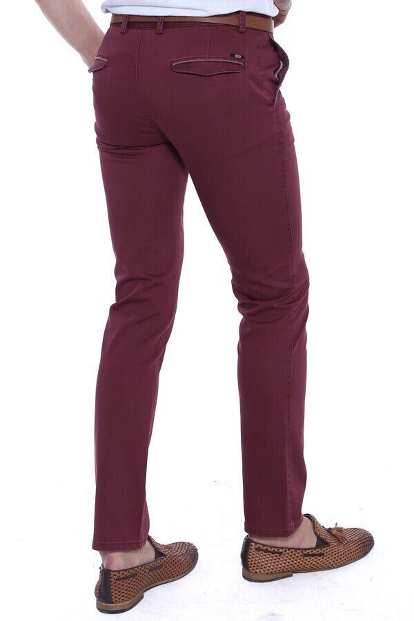 Patch Pocket Burgundy Men's Trousers