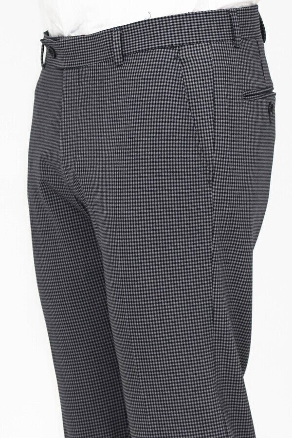 Patterned Slim Fit Dark Grey Men Pants