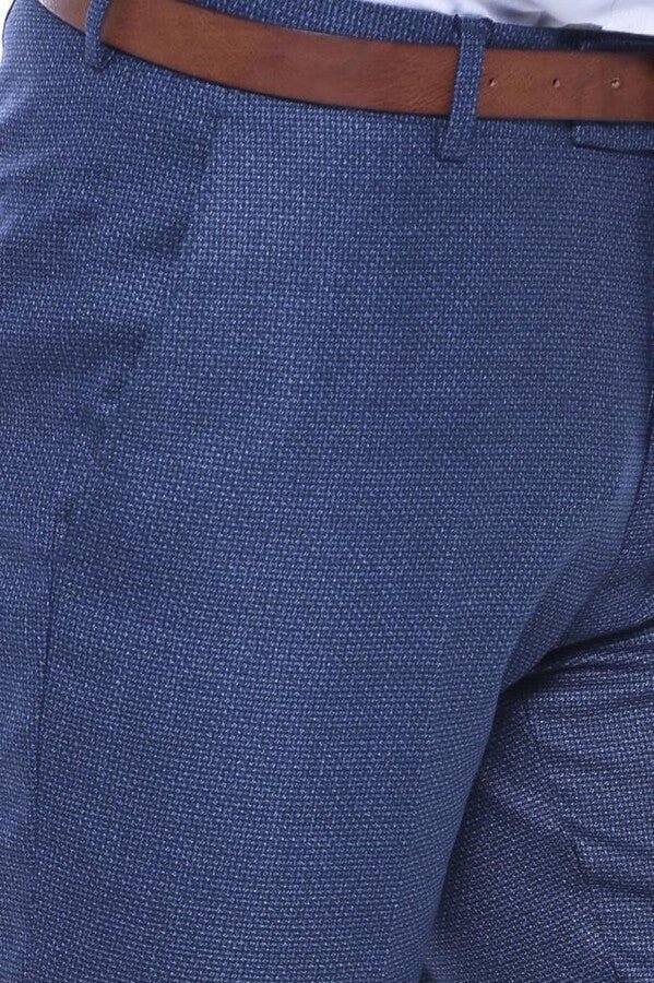 Patterned Navy Blue Pants – Slim Fit Trousers by Binye