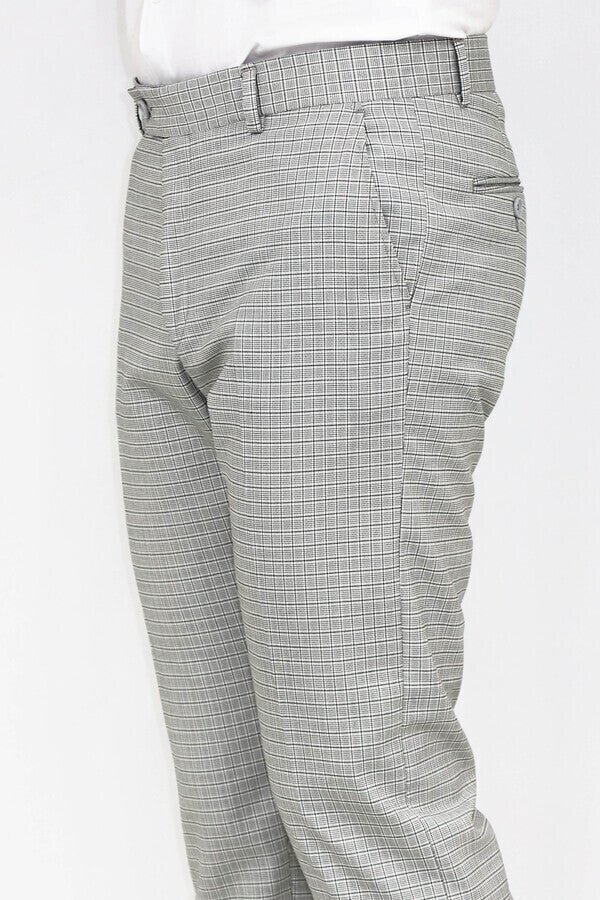 Plaid Grey Men Pants