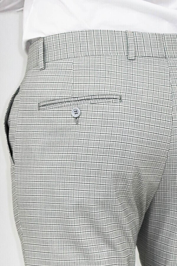 Plaid Grey Men Pants