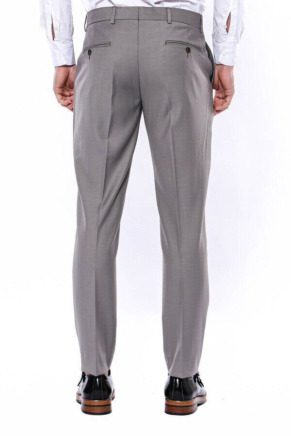 Plain Beige Men Trousers