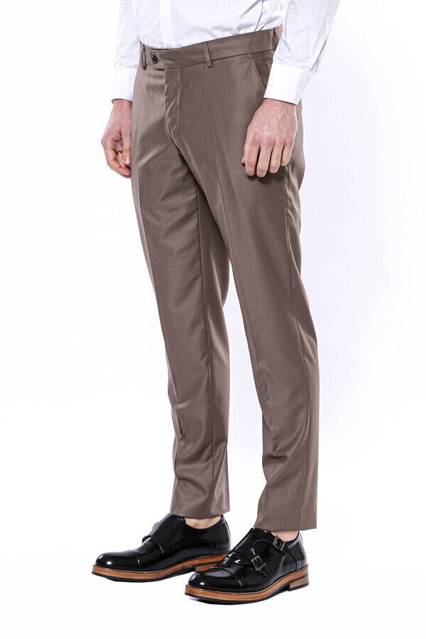 Plain Brown Men Trousers