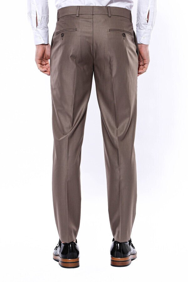 Plain Brown Men Trousers