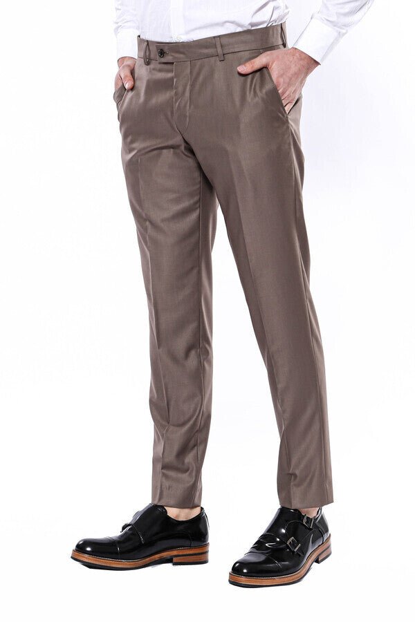 Plain Brown Men Trousers