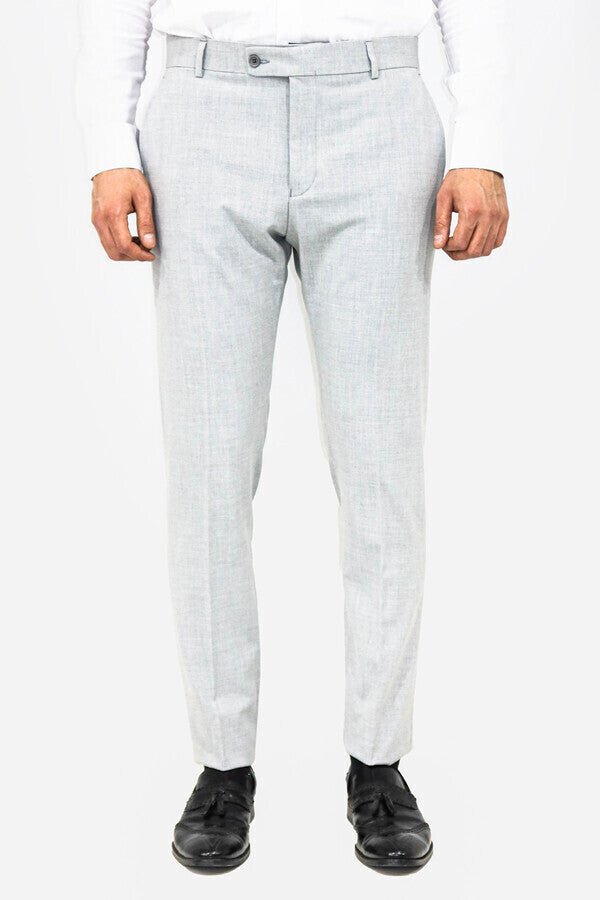 Plain Light Grey Men Dress Pants