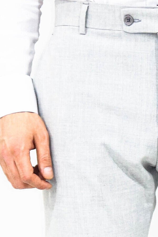 Plain Light Grey Men Dress Pants