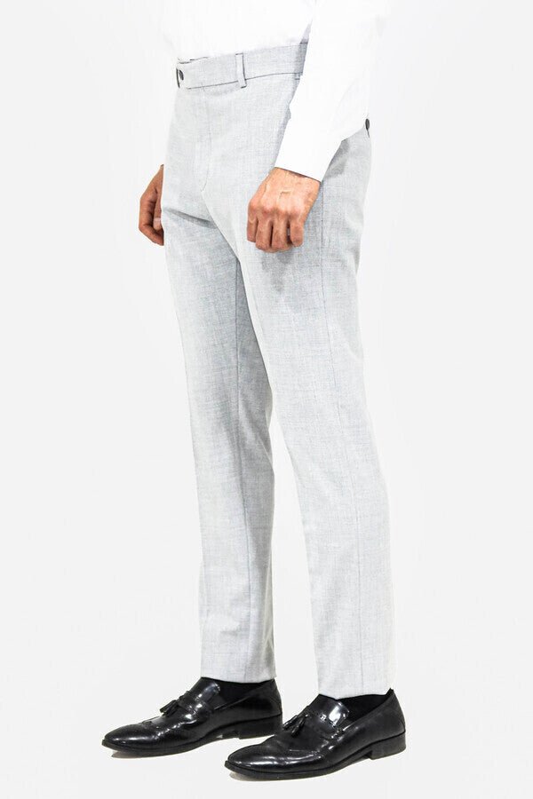 Plain Light Grey Men Dress Pants