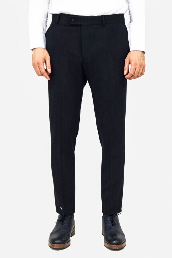 Plain Navy Blue Men Dress Pants