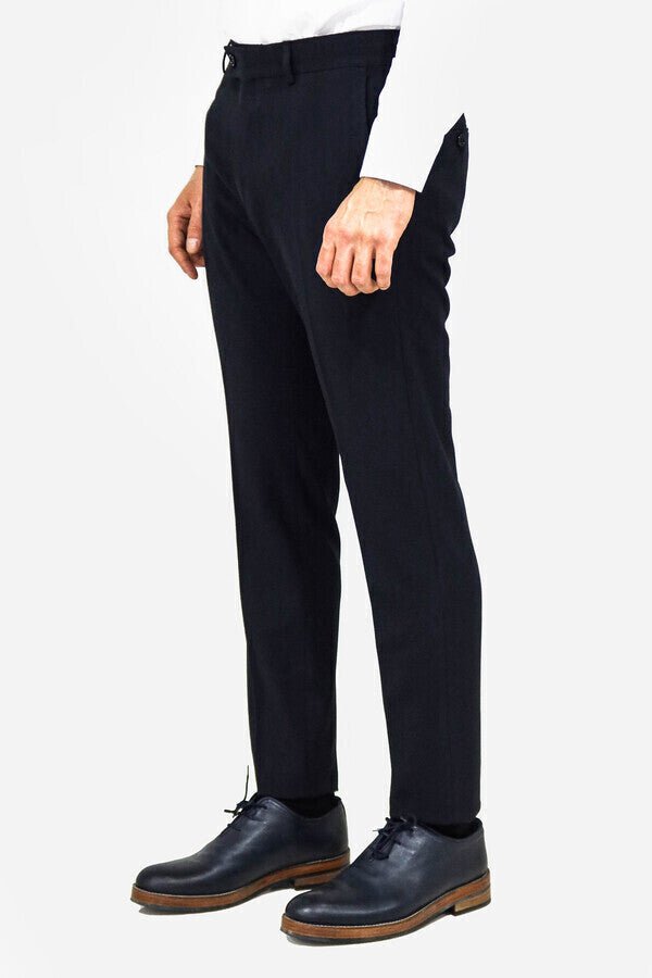 Plain Navy Blue Men Dress Pants