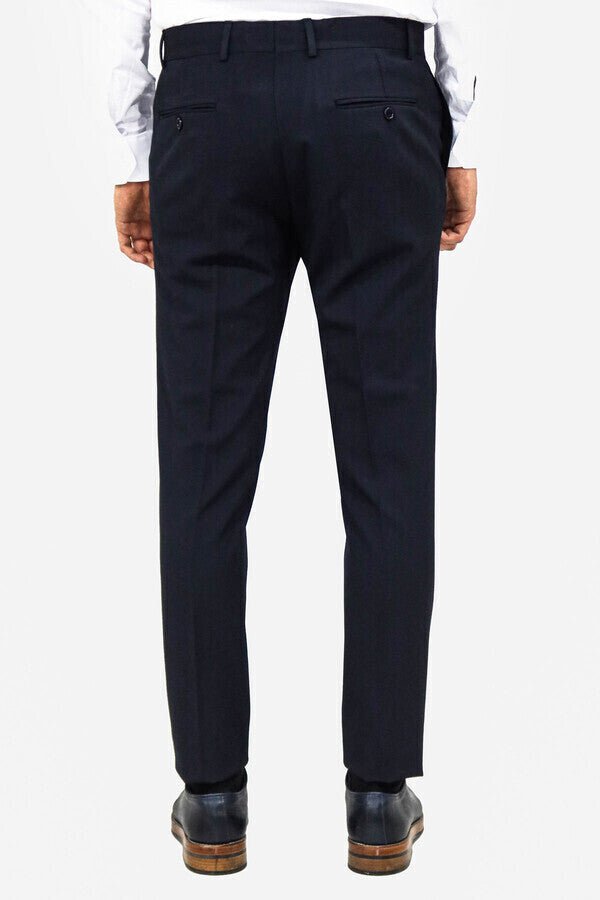 Plain Navy Blue Men Dress Pants