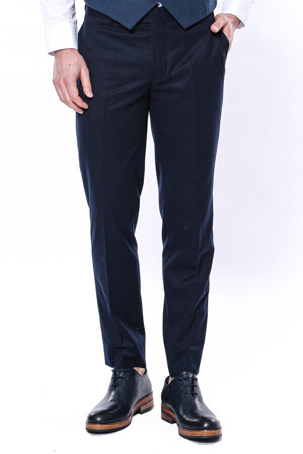 Plain Navy Blue Men Trousers