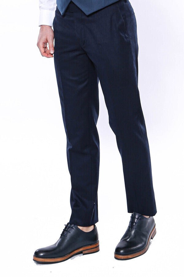 Plain Navy Blue Men Trousers