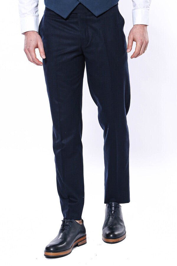 Plain Navy Blue Men Trousers