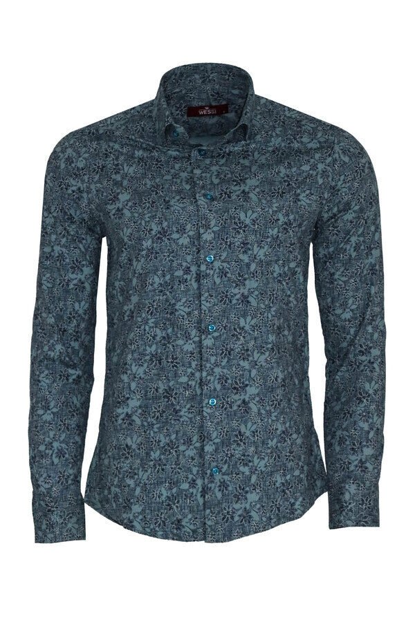 Bloom Patterned Green Slim Fit Shirt