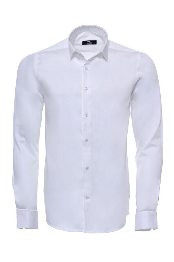 Cream Long Sleeve Slim-Fit Shirt