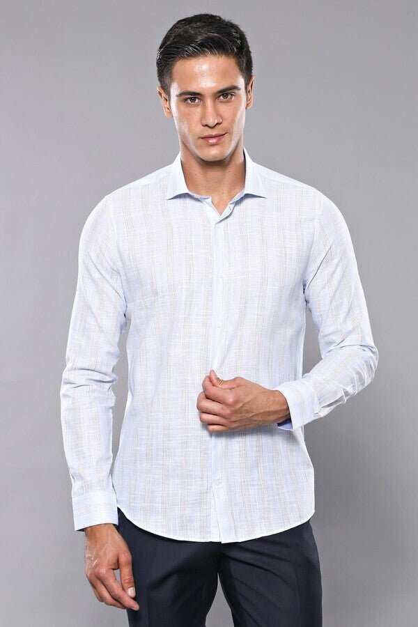 Sky Blue Striped Men's Shirt