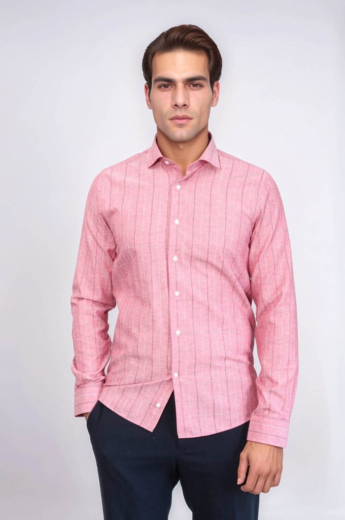 Checked Light Burgundy Men's Shirt