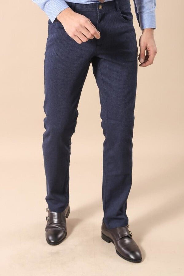 Slim Fit 5 Pockets Navy Blue Men Pants