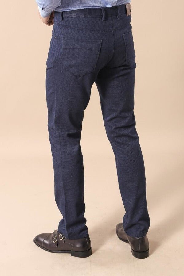 Slim Fit 5 Pockets Navy Blue Men Pants