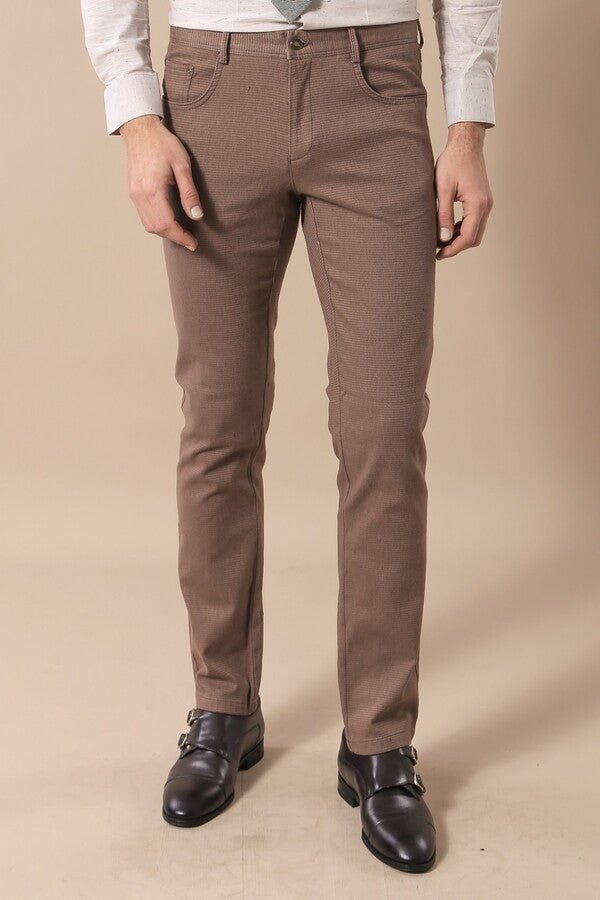 Slim Fit Cotton Light Brown Men Pants