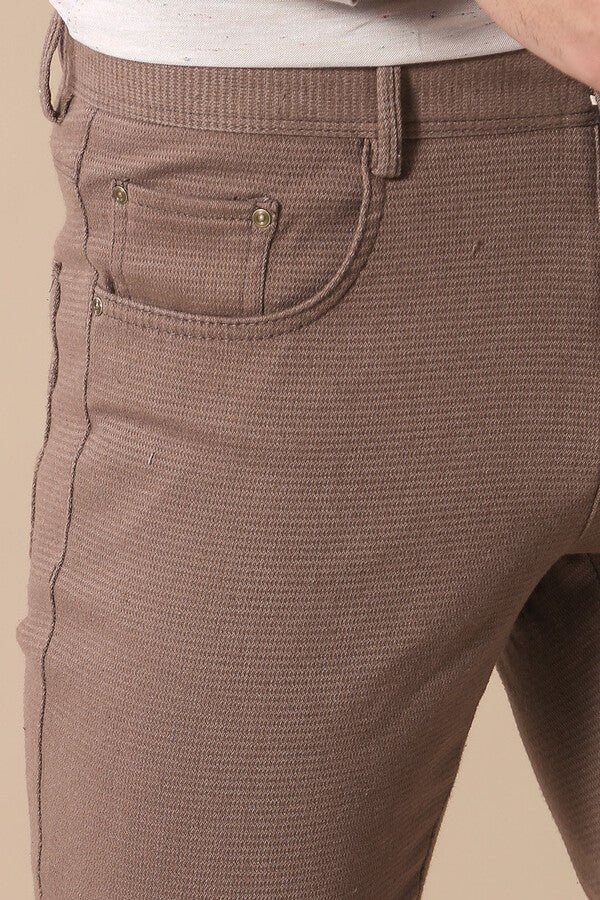 Slim Fit Cotton Light Brown Men Pants