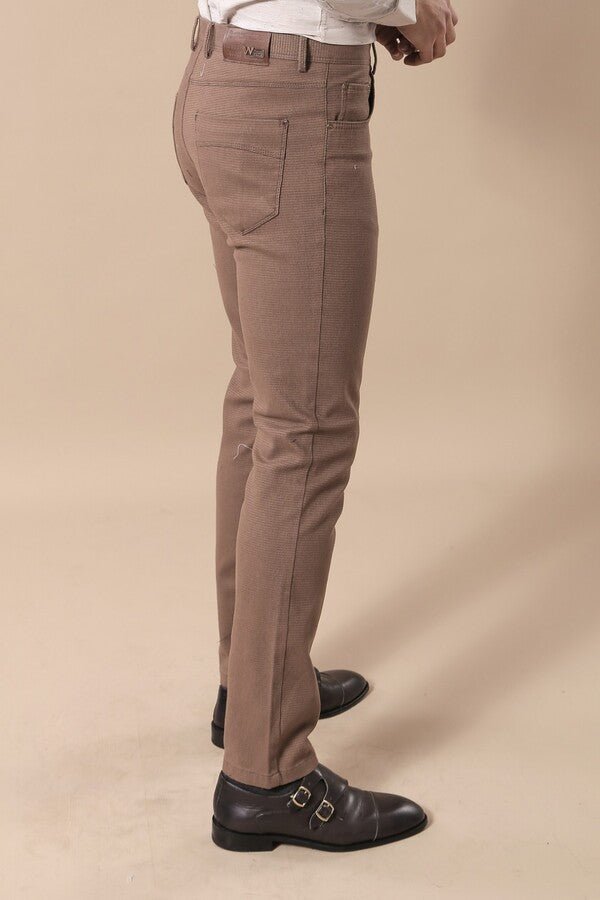 Slim Fit Cotton Light Brown Men Pants
