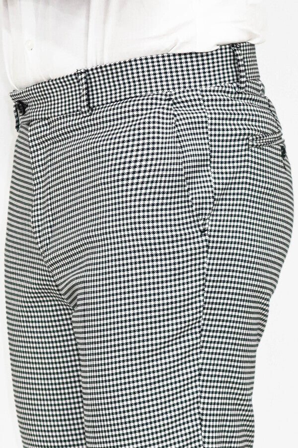 Slim Fit Houndstoodh Pattern Grey Men Pants