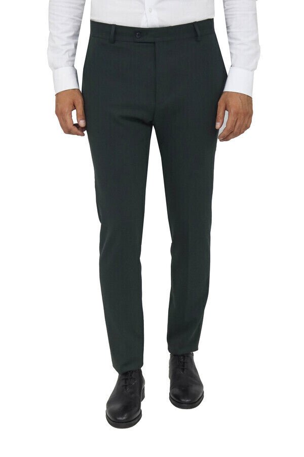Slim Fit Plain Dark Green Men Pants