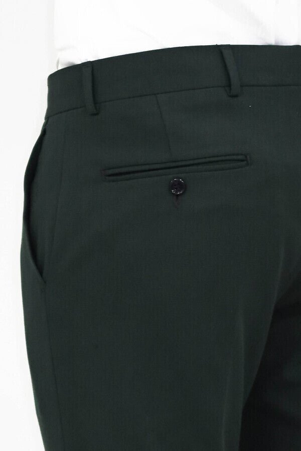 Slim Fit Plain Dark Green Men Pants