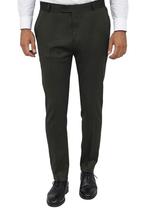 Slim Fit Plain Green Men Pants