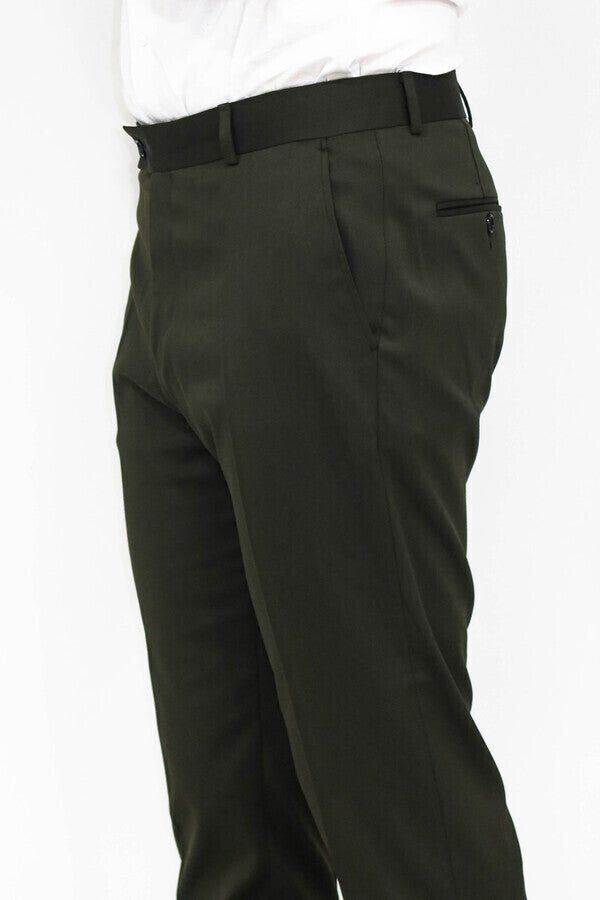 Slim Fit Plain Green Men Pants