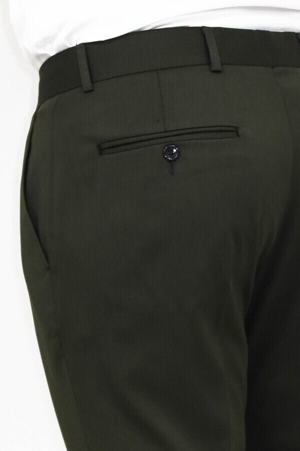 Slim Fit Plain Green Men Pants