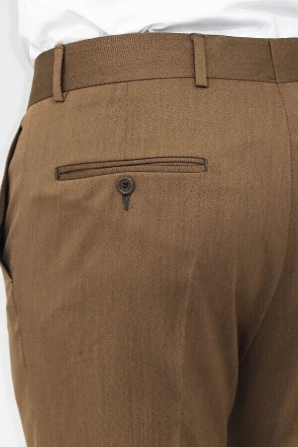 Slim Fit Plain Tan Men Pants