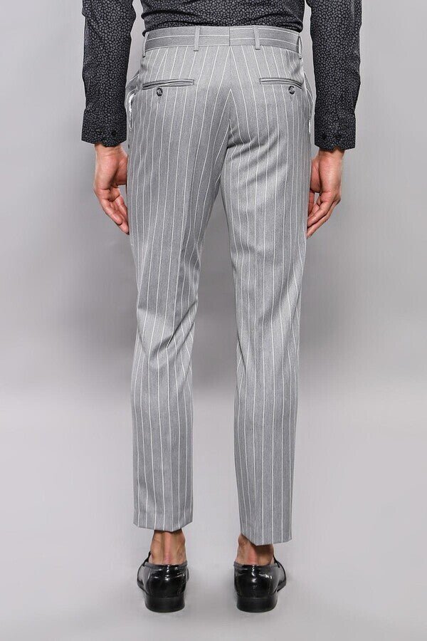 Striped Grey Men Trousers