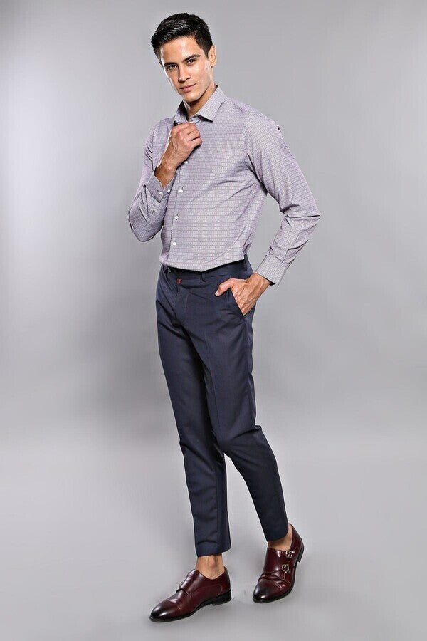 Striped Navy Blue Men Trousers