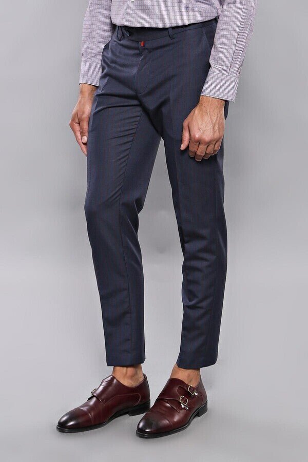 Striped Navy Blue Men Trousers