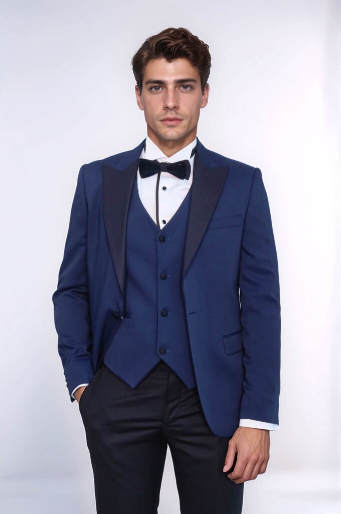 Dot-Patterned Navy Tuxedo