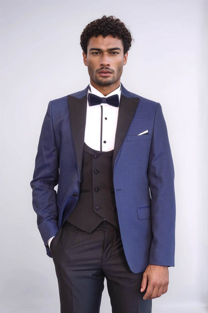 Patterned Jacket Navy Blue Tuxedo