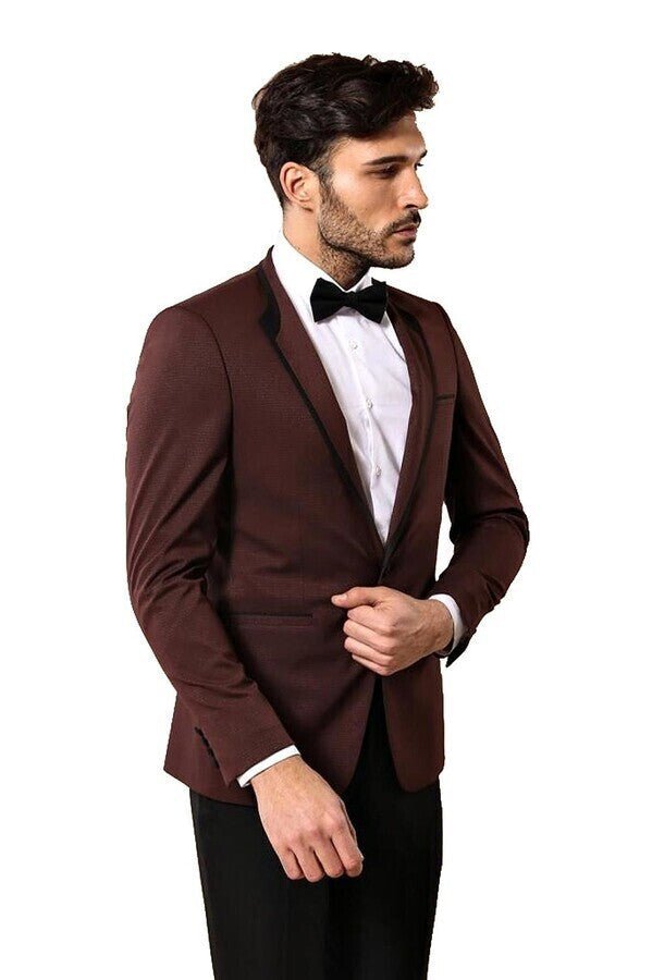 Burgundy Shawl Lapel Tuxedo