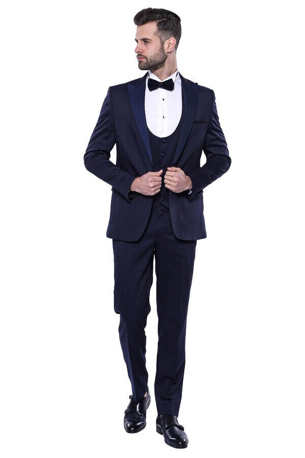 Detachable Lapel Navy Suit